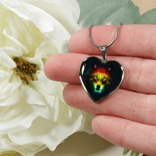 Load image into Gallery viewer, 18K Colorful Wolf Gold Necklace Custom Engraved