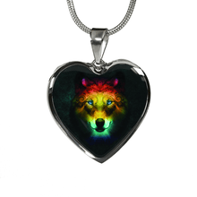Load image into Gallery viewer, 18K Colorful Wolf Gold Necklace Custom Engraved