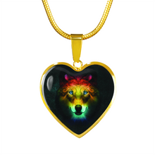 Load image into Gallery viewer, 18K Colorful Wolf Gold Necklace Custom Engraved