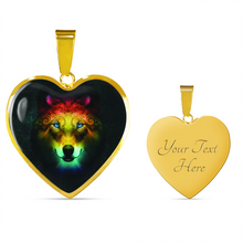 Load image into Gallery viewer, 18K Colorful Wolf Gold Necklace Custom Engraved