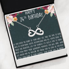 Load image into Gallery viewer, 24Th Birthday Gift Best Wishes Message Infinity Hearts Necklace