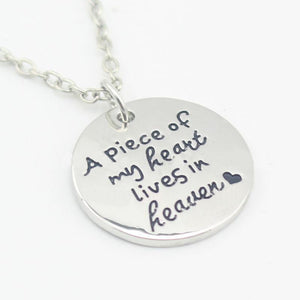 A Piece Of My Heart Lives In Heaven Remembrance Necklace