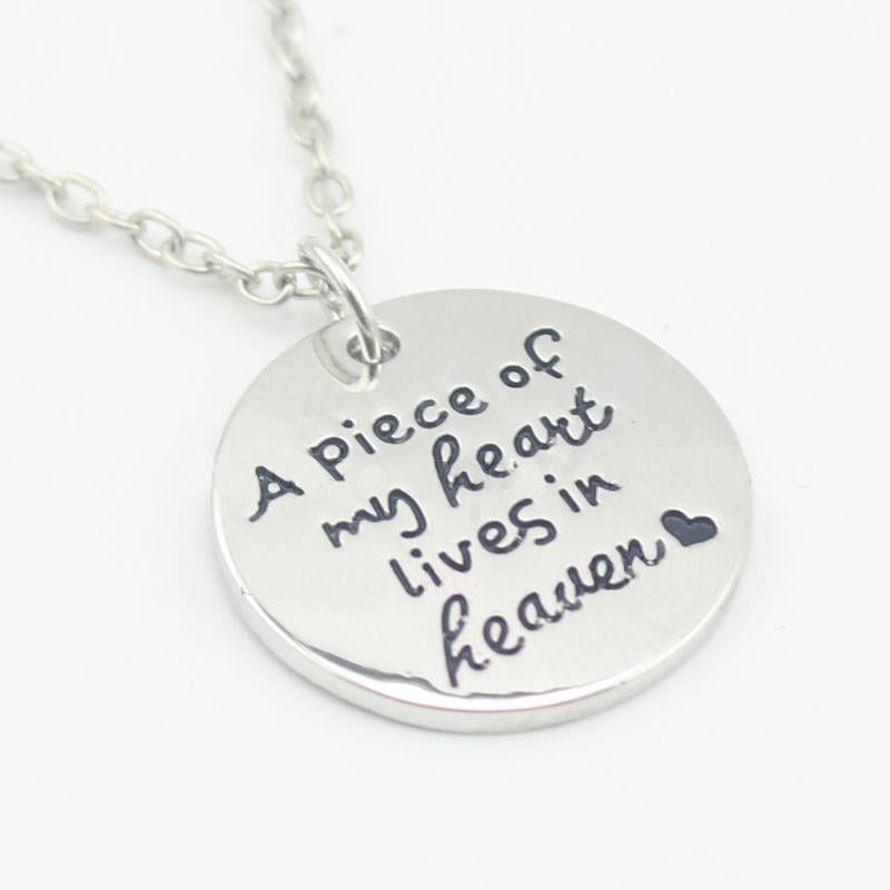 A Piece Of My Heart Lives In Heaven Remembrance Necklace