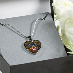 18K Rottweiler Gold Necklace Custom Engraved
