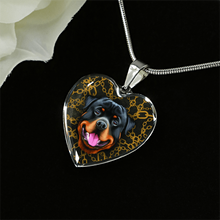 Load image into Gallery viewer, 18K Rottweiler Gold Necklace Custom Engraved
