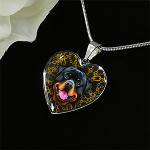 18K Rottweiler Gold Necklace Custom Engraved