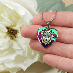 18K Wolf Gold Necklace Custom Engraved