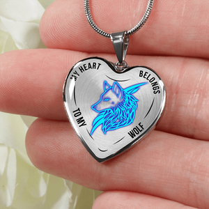 18K Wolf Gold Necklace Custom Engraved
