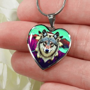 18K Wolf Gold Necklace Custom Engraved