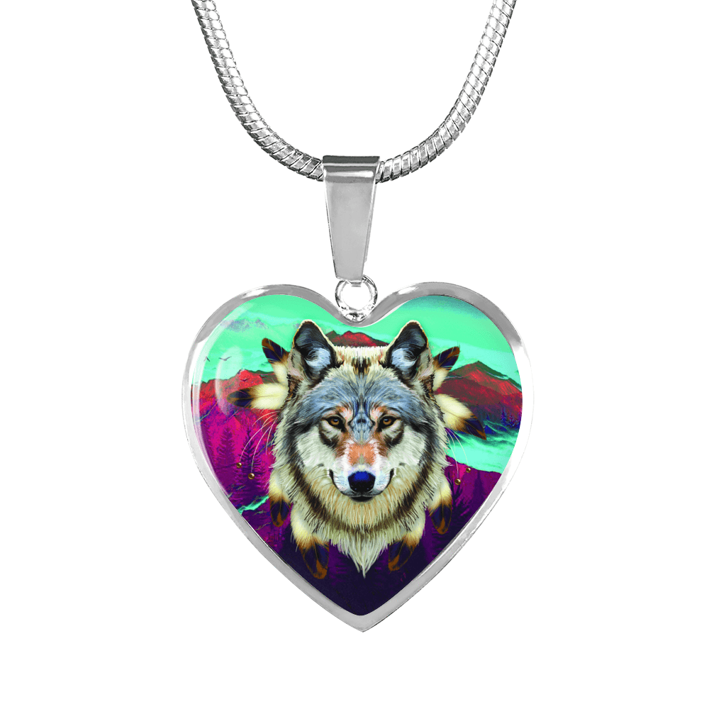 18K Wolf Gold Necklace Custom Engraved
