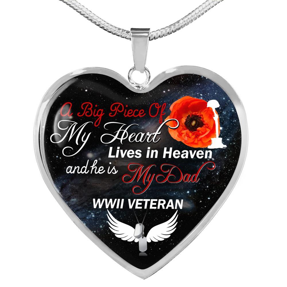 A Big Piece Of My Heart Necklace For Dads - Gift For Dads, Gift Idea For Dads. Custom Engraved
