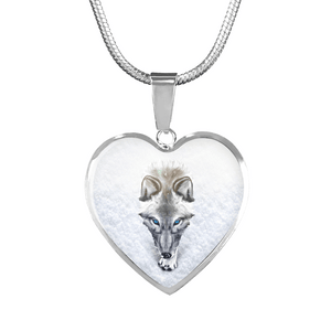 18K White Wolf Gold Necklace