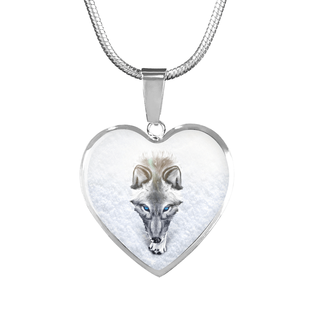 18K White Wolf Gold Necklace