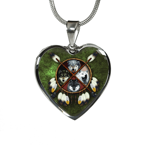 18K 4 Wolves Gold Necklace Custom Engraved
