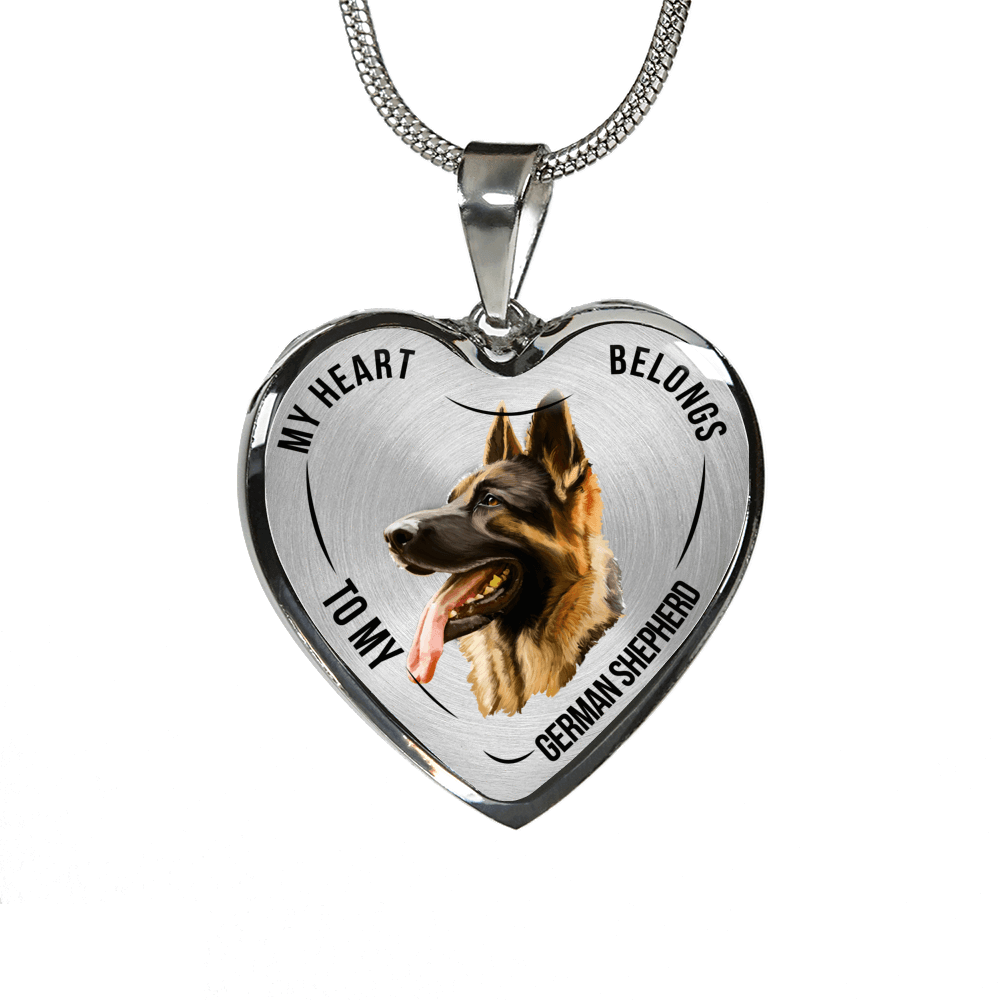 18K German Shepherd Gold Necklace Custom Engraved