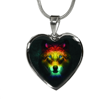 Load image into Gallery viewer, 18K Colorful Wolf Gold Necklace Custom Engraved

