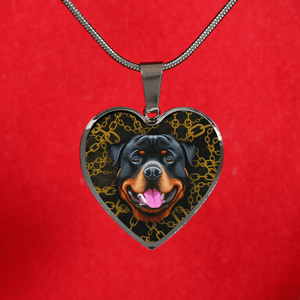 18K Rottweiler Gold Necklace Custom Engraved