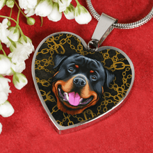 Load image into Gallery viewer, 18K Rottweiler Gold Necklace Custom Engraved
