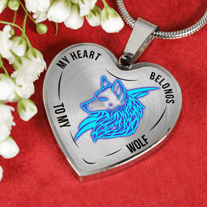 18K Wolf Gold Necklace Custom Engraved