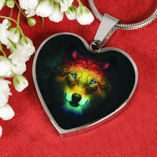 Load image into Gallery viewer, 18K Colorful Wolf Gold Necklace Custom Engraved
