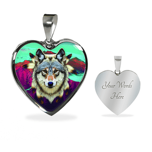 18K Wolf Gold Necklace Custom Engraved