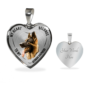 18K German Shepherd Gold Necklace Custom Engraved