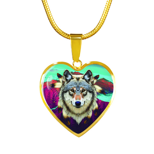 18K Wolf Gold Necklace Custom Engraved