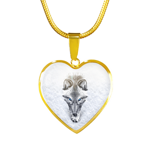 18K White Wolf Gold Necklace