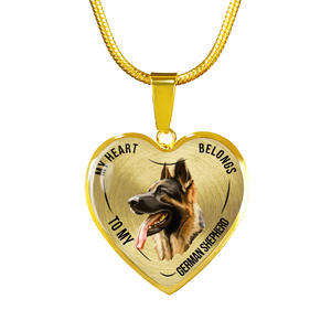 18K German Shepherd Gold Necklace Custom Engraved