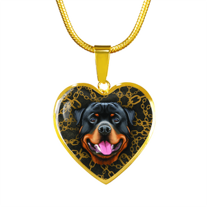 18K Rottweiler Gold Necklace Custom Engraved