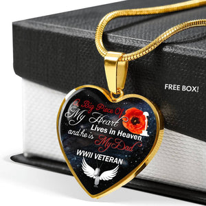 A Big Piece Of My Heart Necklace For Dads - Gift For Dads, Gift Idea For Dads. Custom Engraved