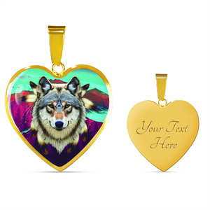 18K Wolf Gold Necklace Custom Engraved