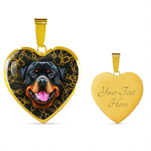18K Rottweiler Gold Necklace Custom Engraved