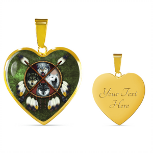 18K 4 Wolves Gold Necklace Custom Engraved