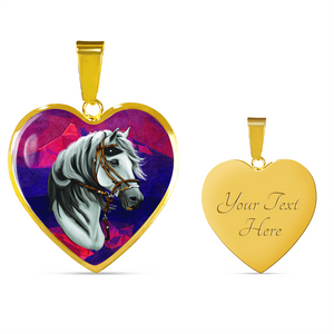 18K Horse Gold Necklace Custom Engraved