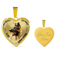 Load image into Gallery viewer, 18K German Shepherd Gold Necklace Custom Engraved
