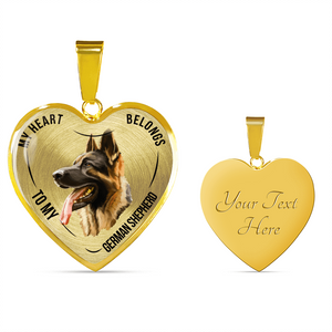 18K German Shepherd Gold Necklace Custom Engraved
