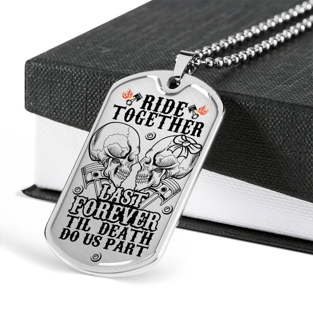 'Til Death Do Us Part - Biker Dog Tag Necklace Custom Engraved