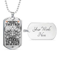 Load image into Gallery viewer, &#39;Til Death Do Us Part - Biker Dog Tag Necklace Custom Engraved
