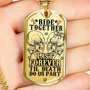 'Til Death Do Us Part - Biker Dog Tag Necklace Custom Engraved