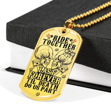 Load image into Gallery viewer, &#39;Til Death Do Us Part - Biker Dog Tag Necklace Custom Engraved
