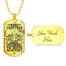 Load image into Gallery viewer, &#39;Til Death Do Us Part - Biker Dog Tag Necklace Custom Engraved
