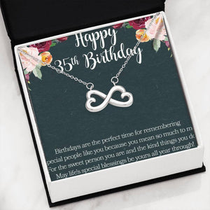 35Th Birthday Gift Best Wishes Message Infinity Hearts Necklace