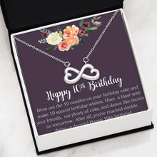 Load image into Gallery viewer, 10Th Birthday Gift Meaningful Wishes Infinity Hearts Necklace
