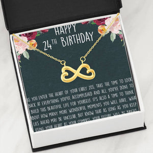 24Th Birthday Gift Best Wishes Message Infinity Hearts Necklace