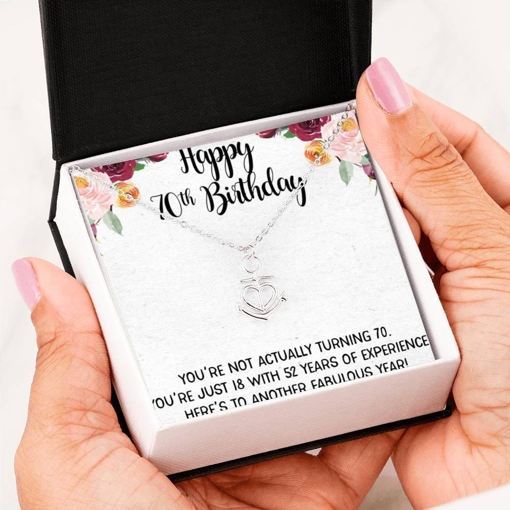 70Th Birthday Gift Wising Message Anchor Necklace