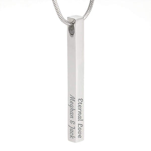 ShineOn Fulfillment Jewelry Engraved 4 Sided Stick Necklace (Stainless Steel) 4 Sided Stick Necklace
