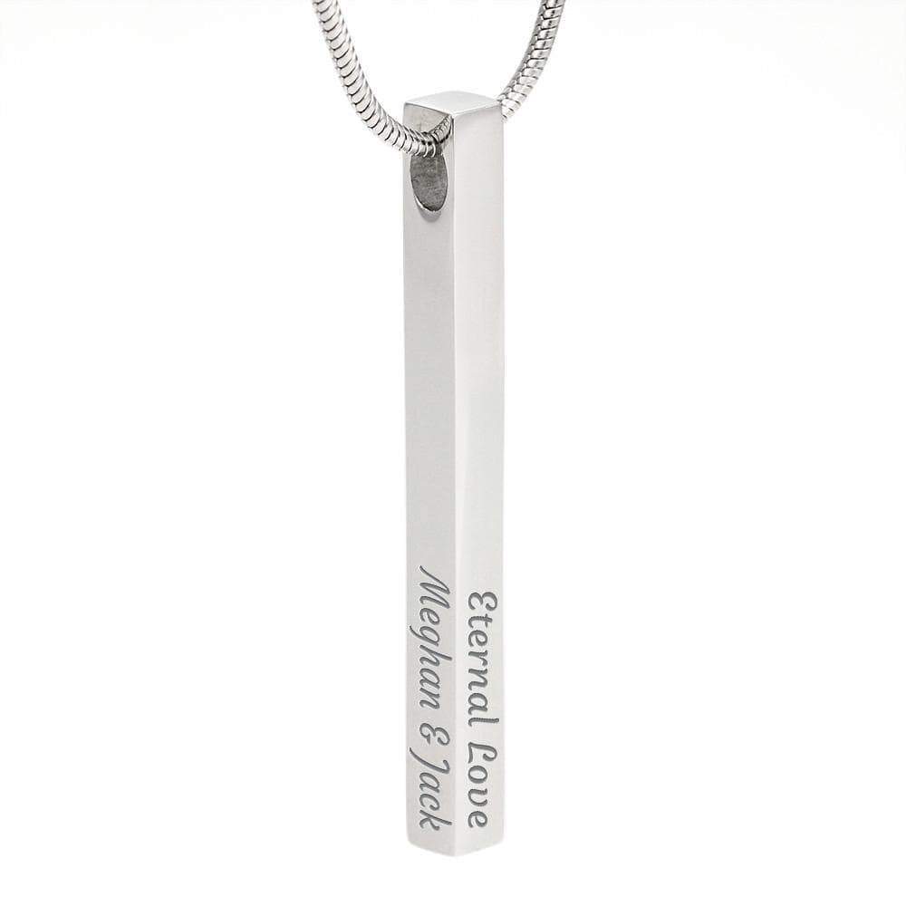 ShineOn Fulfillment Jewelry Engraved 4 Sided Stick Necklace (Stainless Steel) 4 Sided Stick Necklace