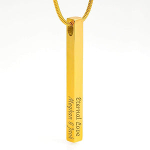 ShineOn Fulfillment Jewelry Gold Engraved 4 Sided Stick Necklace 4 Sided Stick Necklace