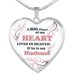ShineOn Fulfillment Jewelry Luxury Necklace (Silver) / No A Big Piece Of My Heart Lives In Heaven Necklace